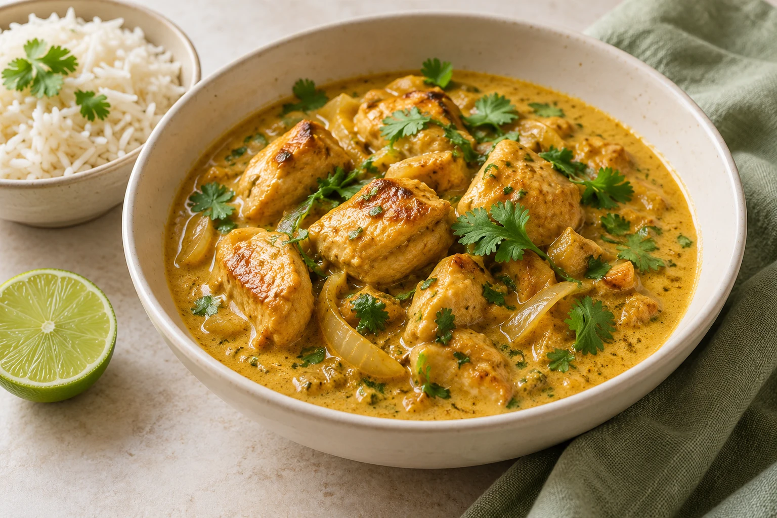 Poulet au curry crémeux : plat terminé