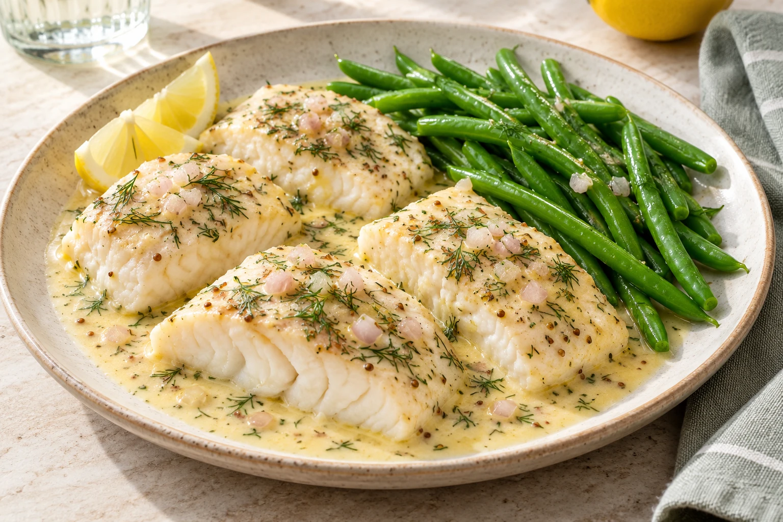 Filets de poisson au micro-ondes : plat terminé