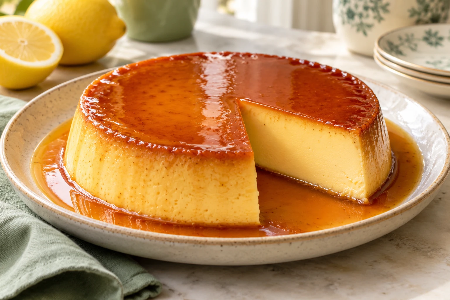 Flan aux œufs au caramel : plat terminé