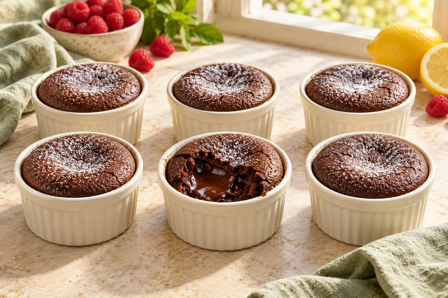 Fondants au chocolat individuels : plat terminé