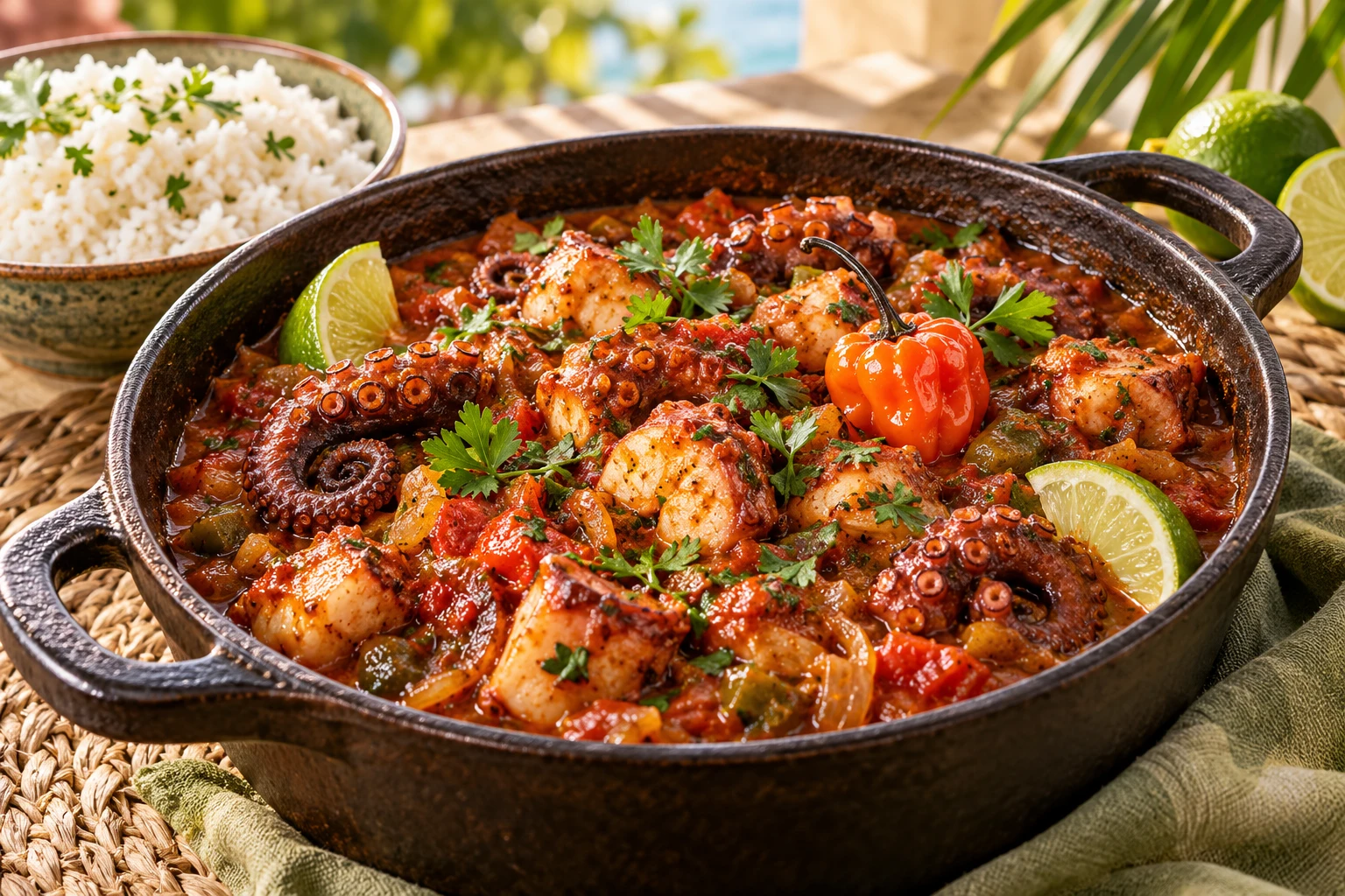 Fricassée antillaise de chatrou : plat terminé