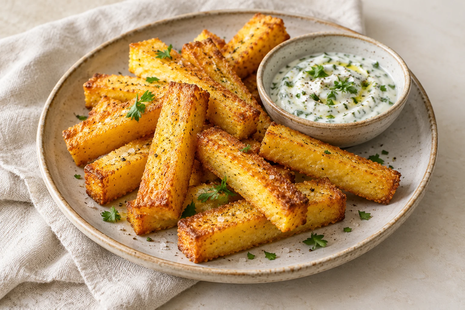 Frites de polenta au Airfryer : plat terminé