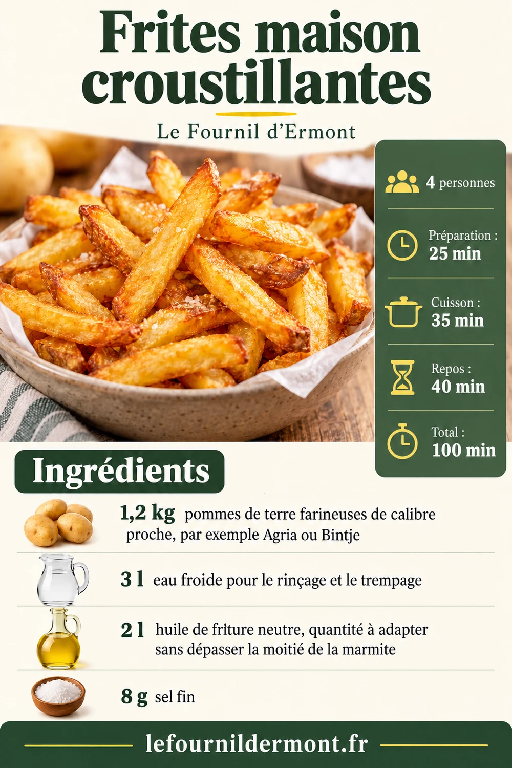 Fiche Pinterest : Frites maison croustillantes