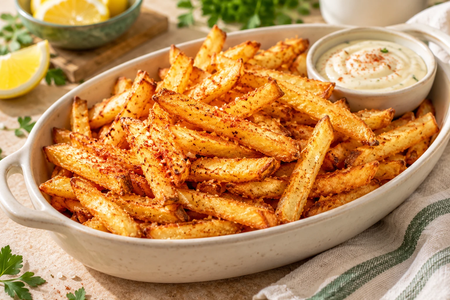 Frites surgelées croustillantes au Airfryer : plat terminé