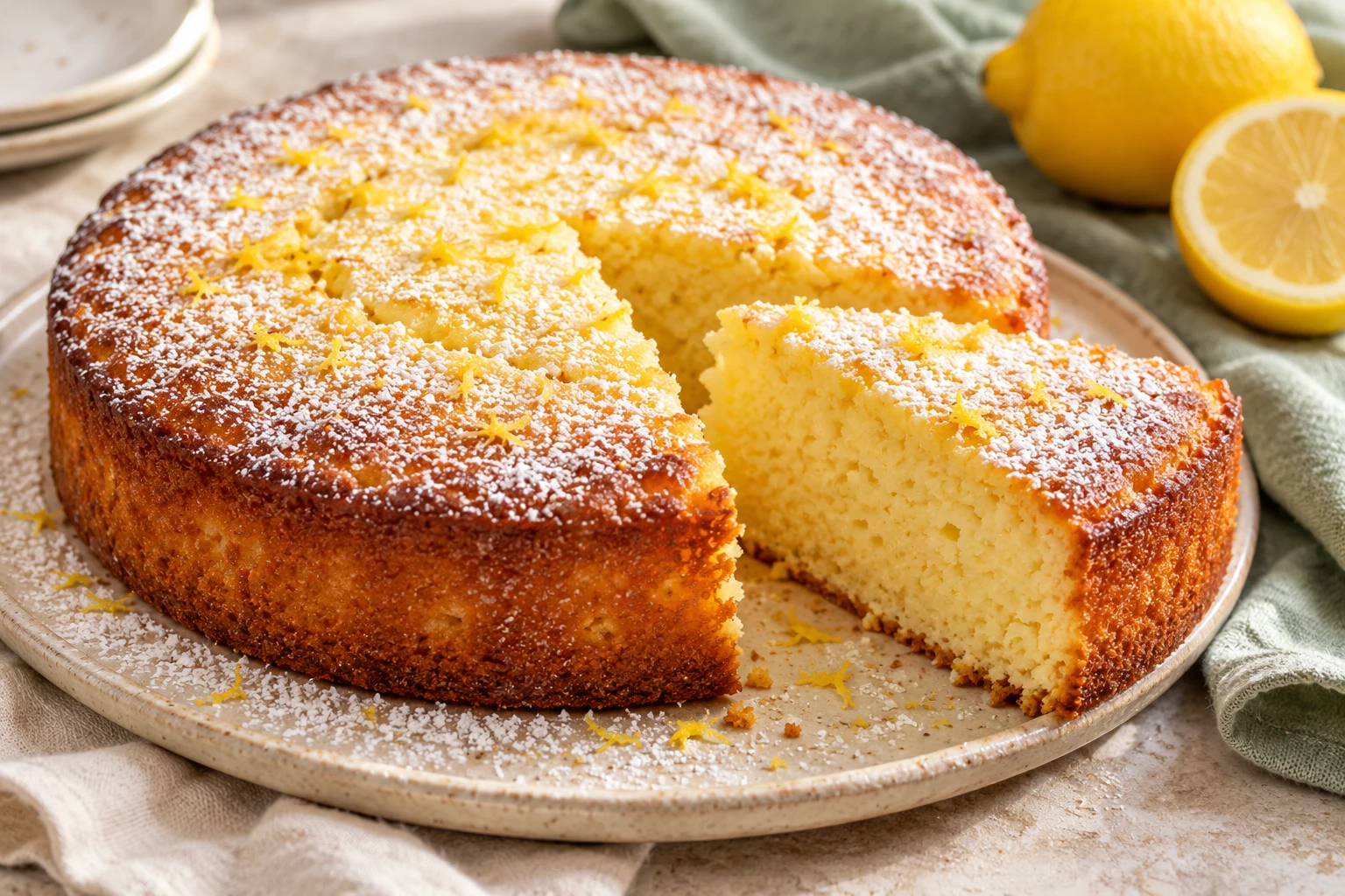 Gâteau moelleux ricotta-citron : plat terminé