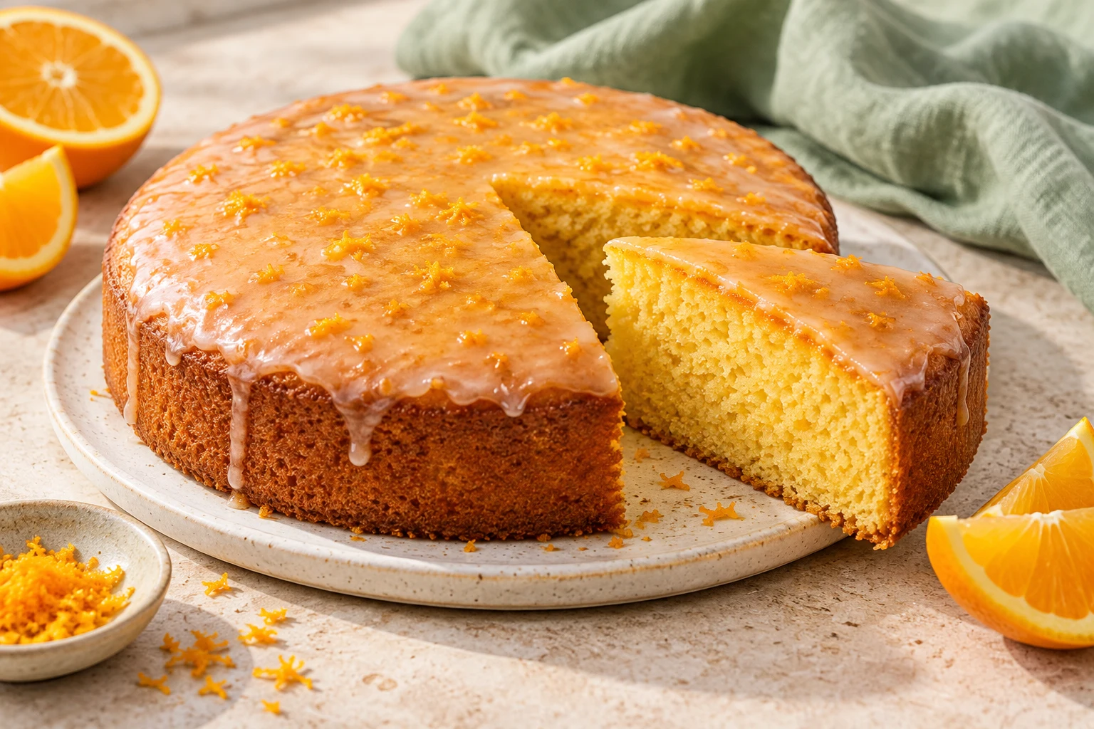 Gâteau moelleux à l’orange : plat terminé