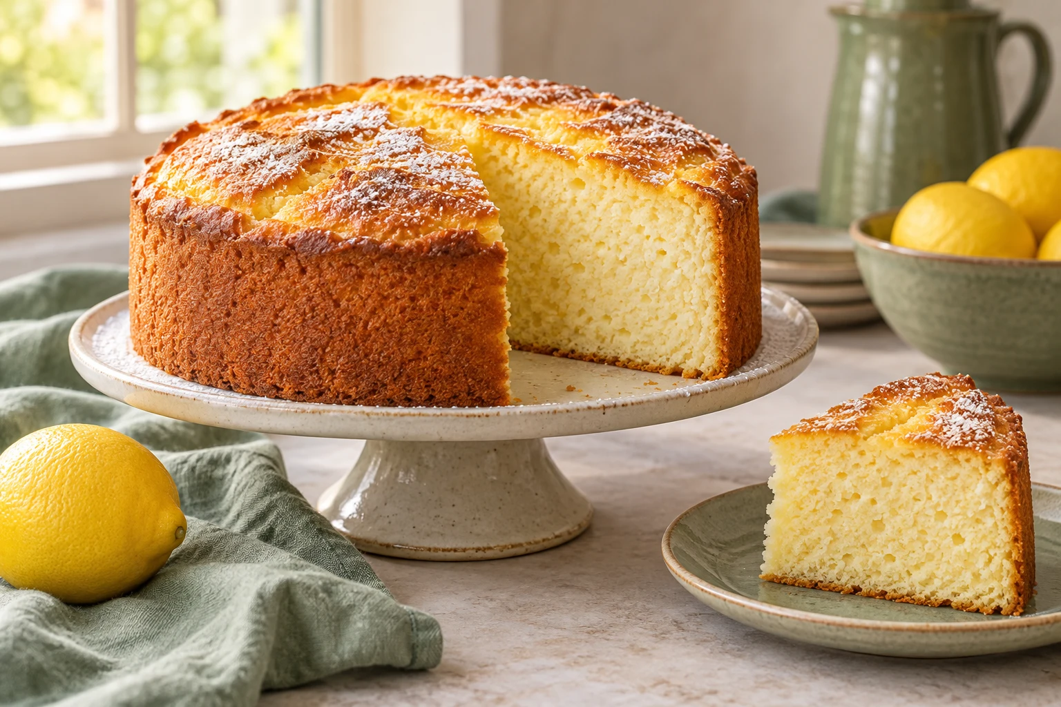 Gâteau aérien à la crème fraîche : plat terminé