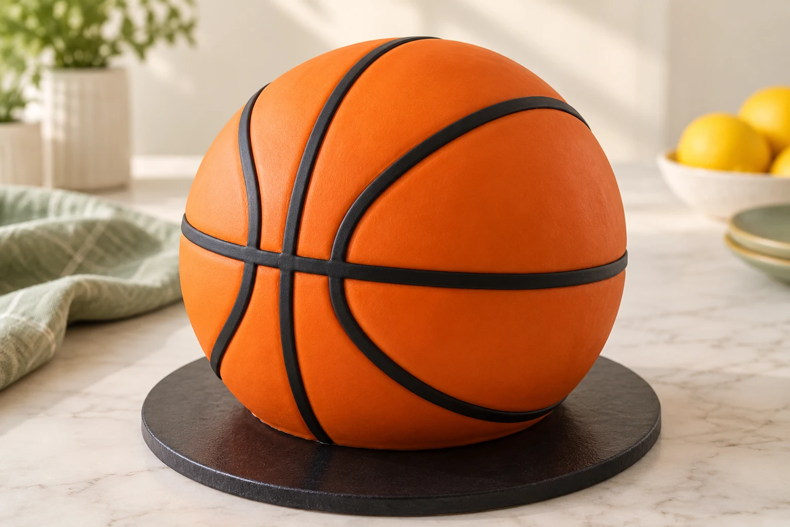 Gâteau ballon de basketball : plat terminé