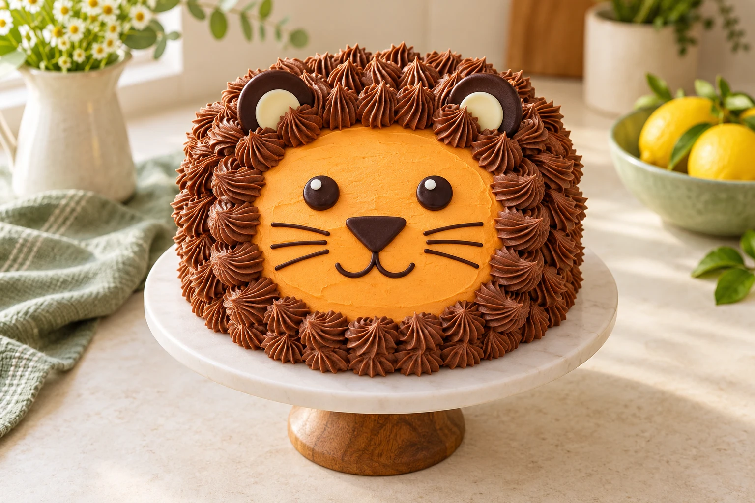 Gâteau lion d’anniversaire : plat terminé