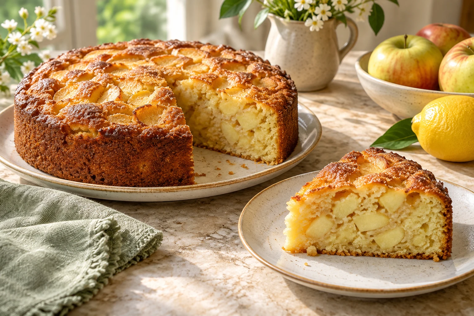 Gâteau du matin aux pommes : plat terminé