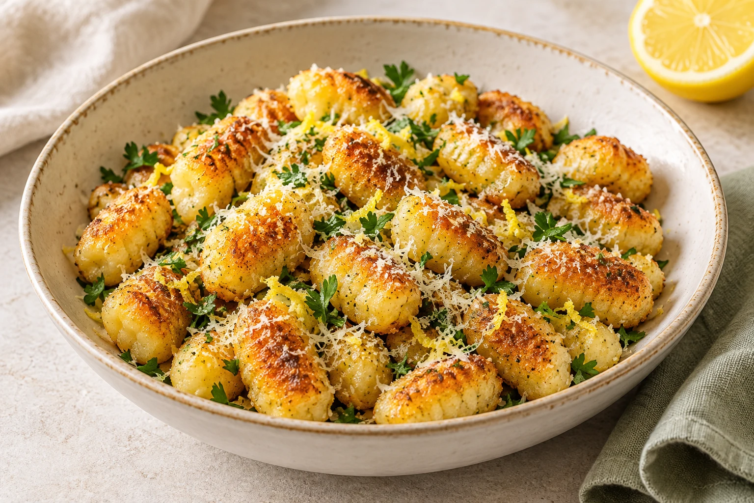 Gnocchis croustillants au Airfryer : plat terminé