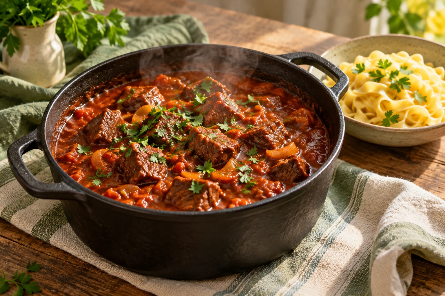 Goulash de bœuf mijoté au paprika : plat terminé