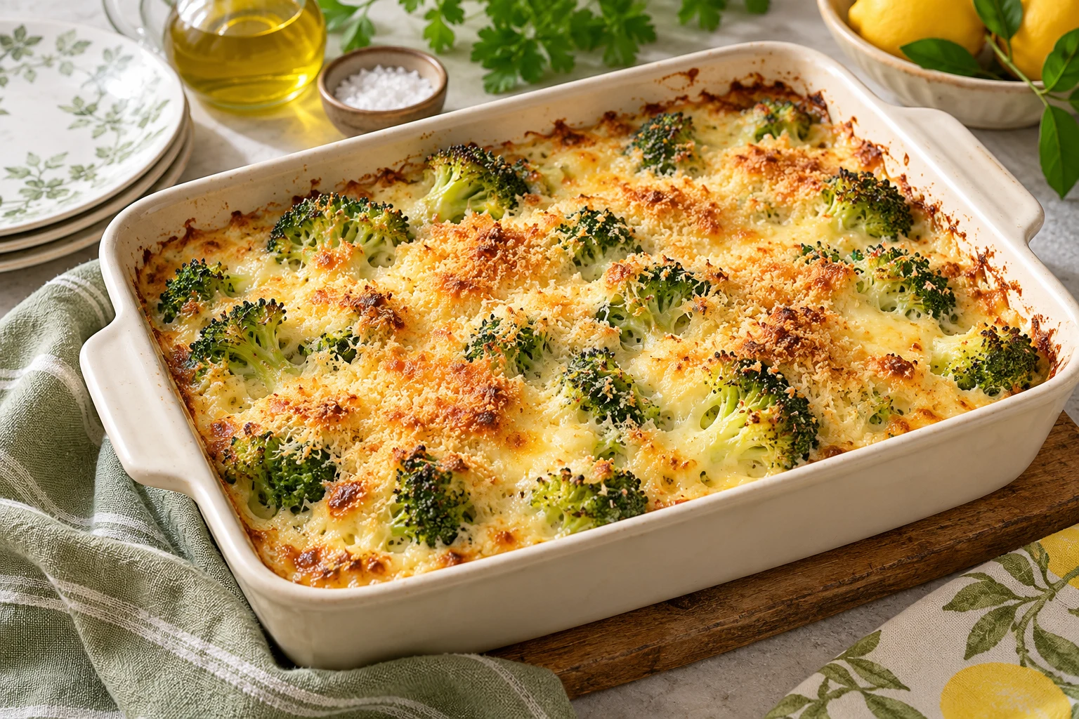 Gratin de brocolis à la crème : plat terminé