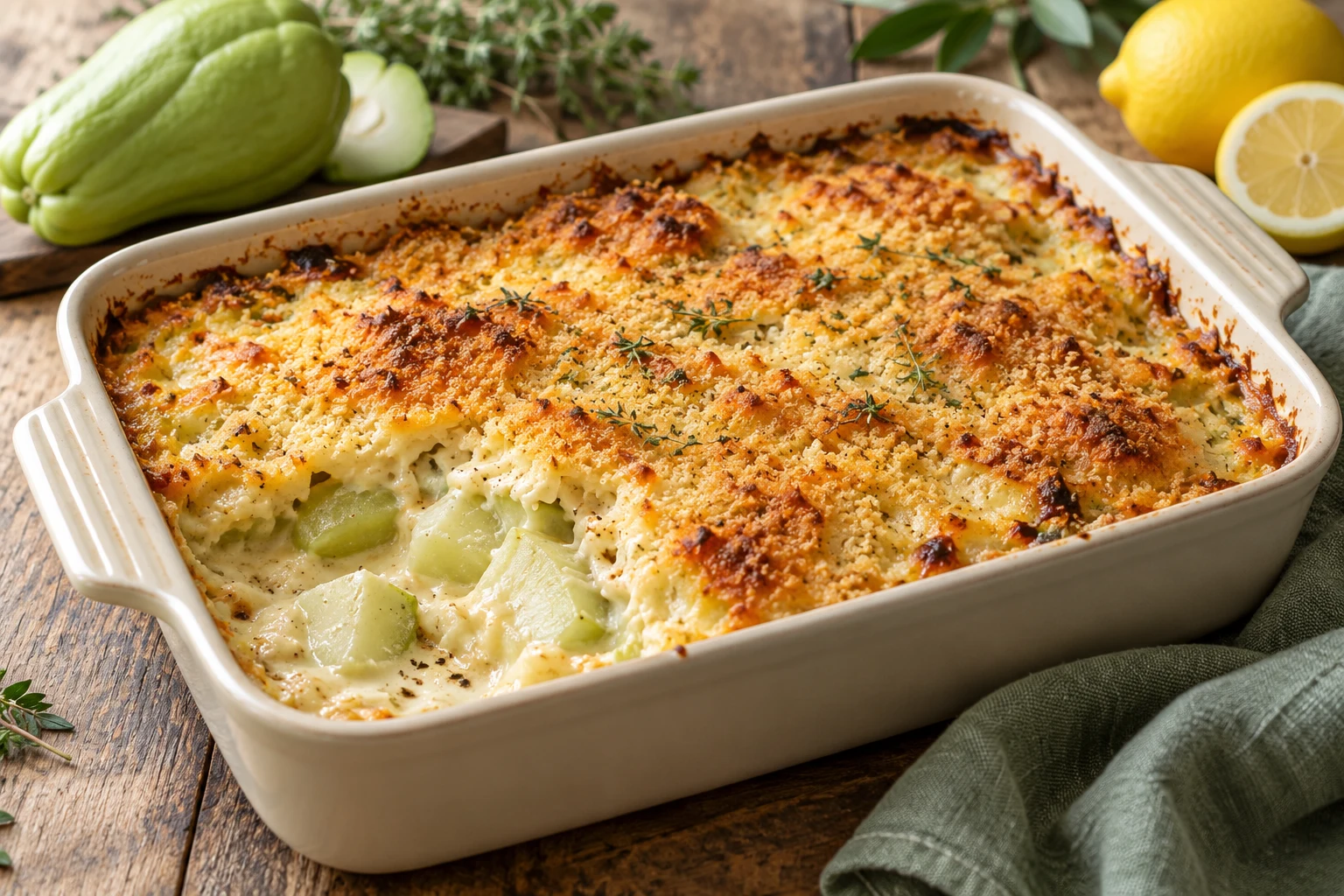 Gratin de chayottes crémeux : plat terminé