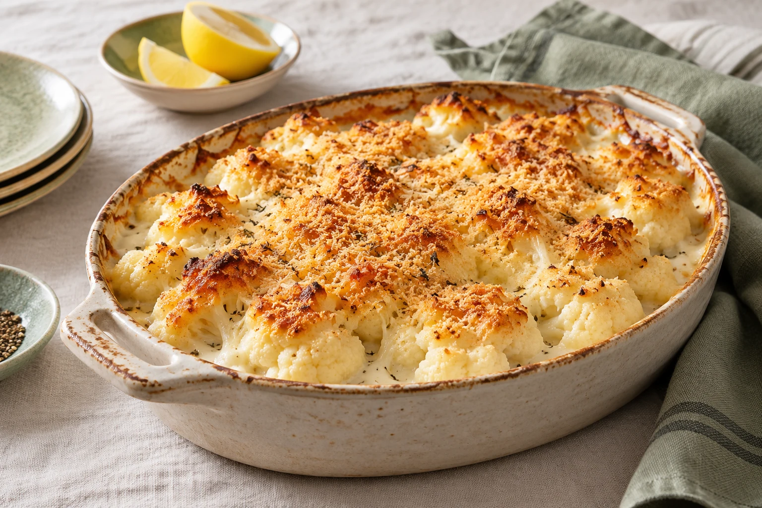 Gratin de chou-fleur à la béchamel : plat terminé