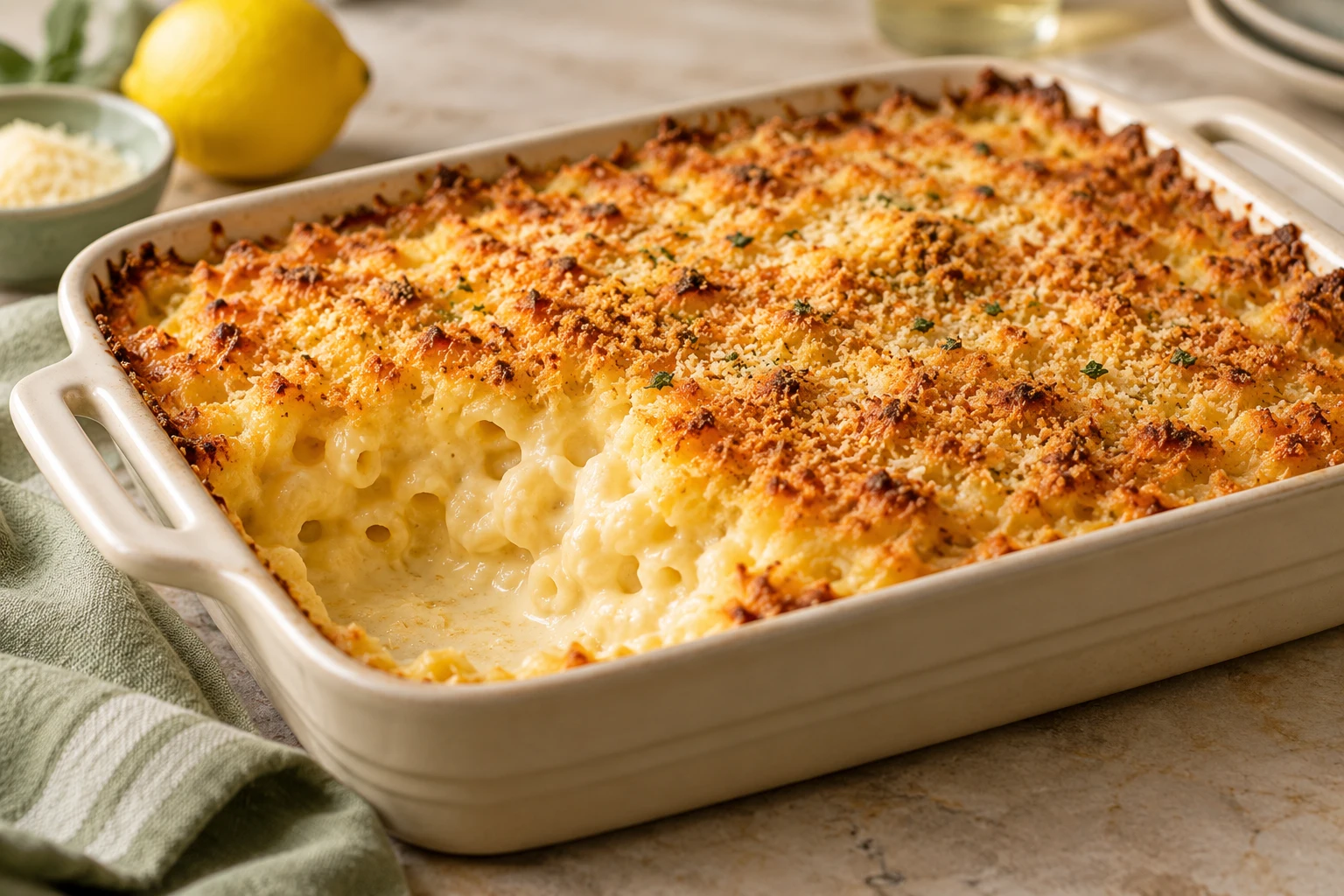 Gratin de macaronis au gruyère : plat terminé