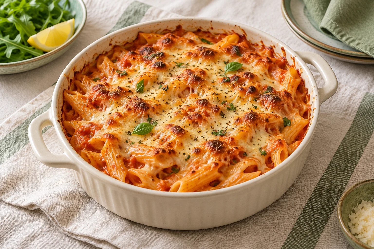 Gratin de pâtes au airfryer : plat terminé