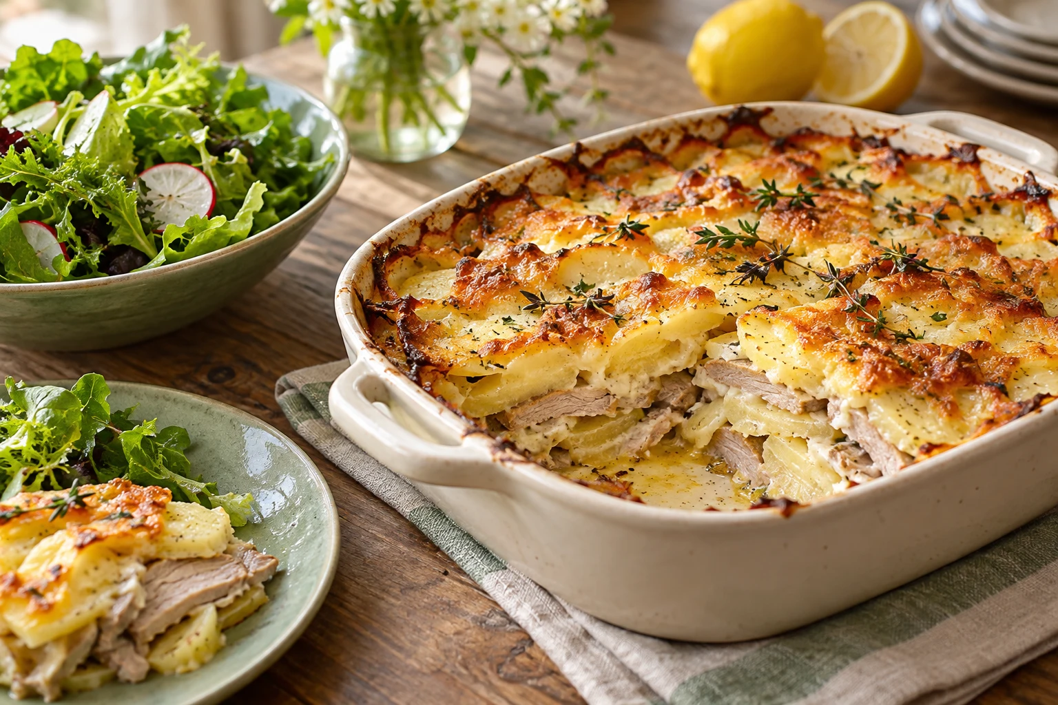 Gratin de rôti de porc et pommes de terre : plat terminé