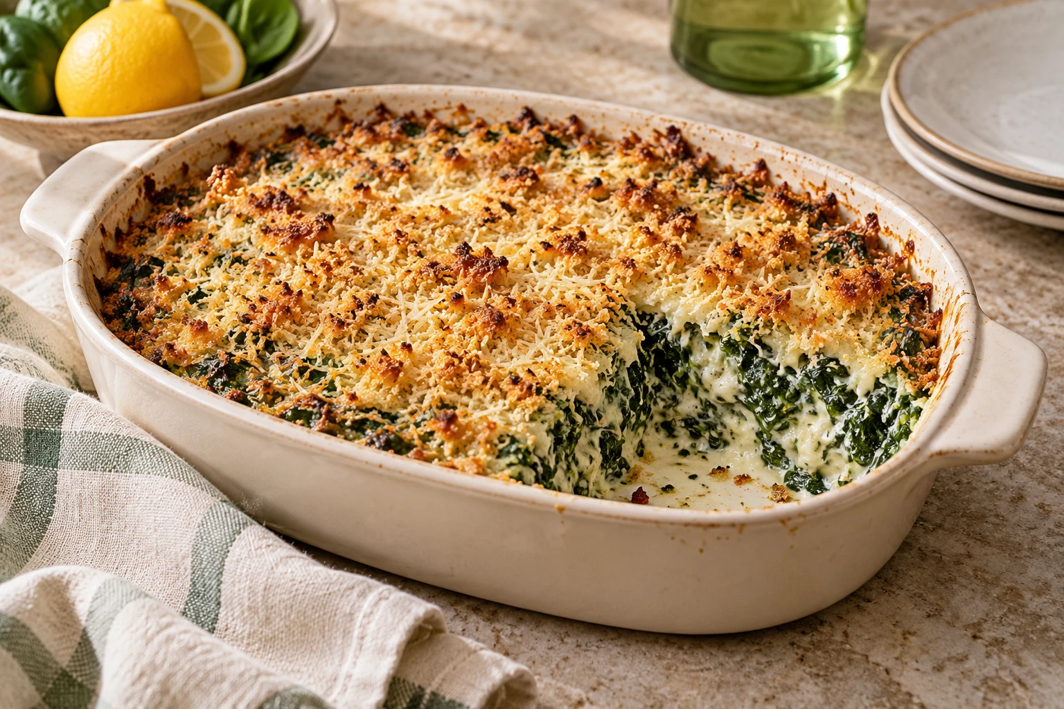 Gratin d’épinards à la béchamel : plat terminé