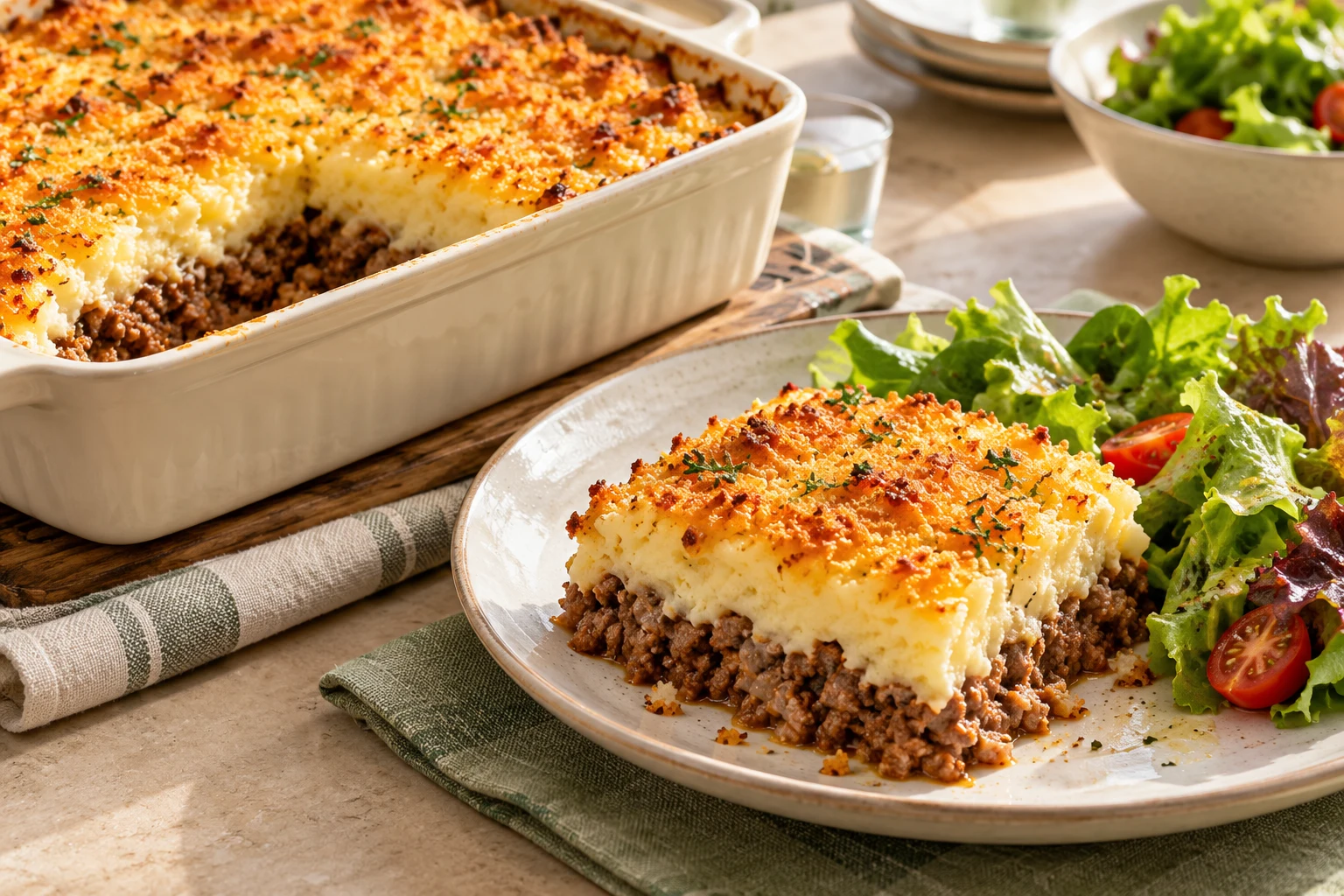Hachis parmentier au bœuf cuit : plat terminé