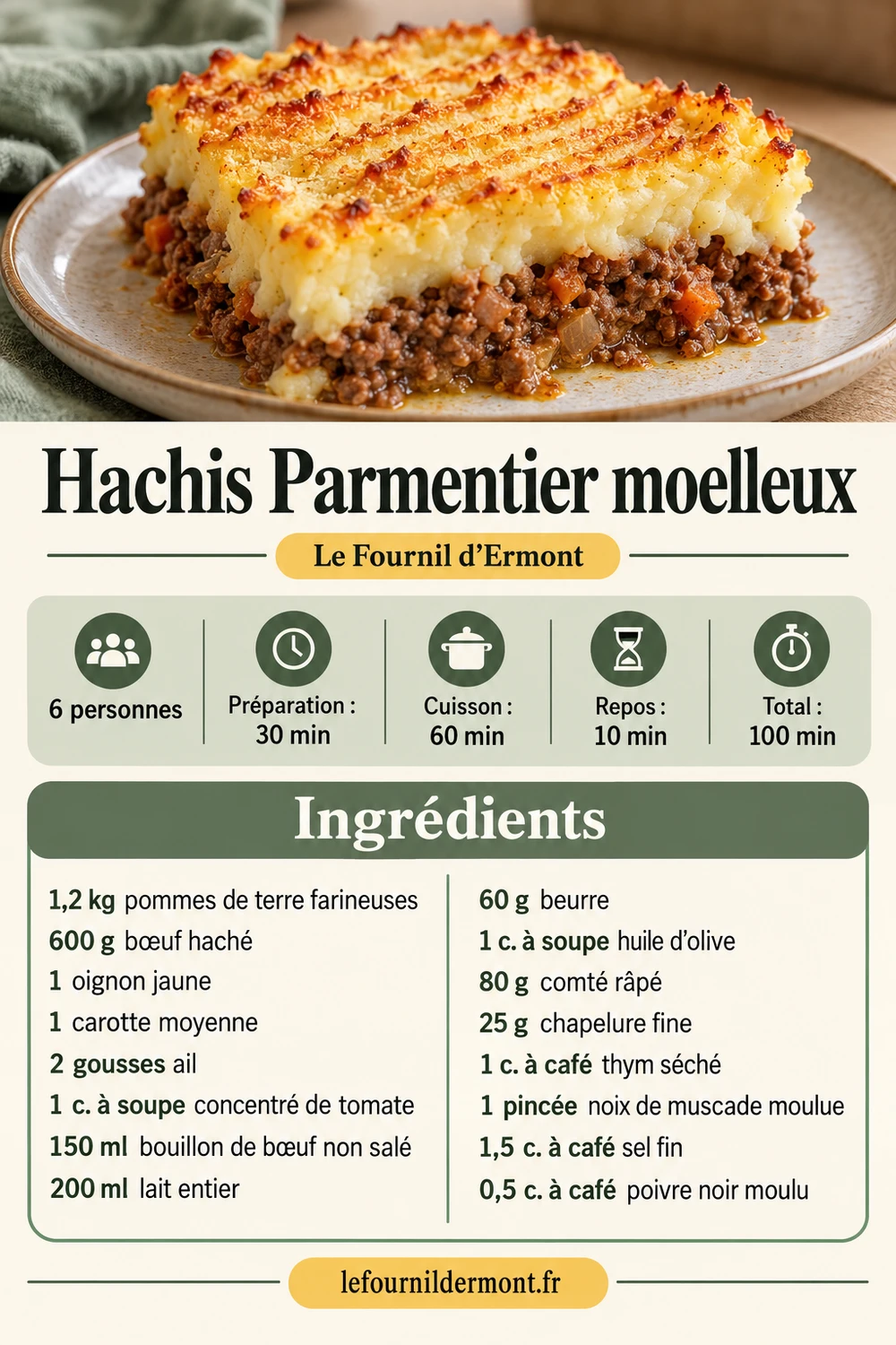 Fiche Pinterest : Hachis Parmentier moelleux