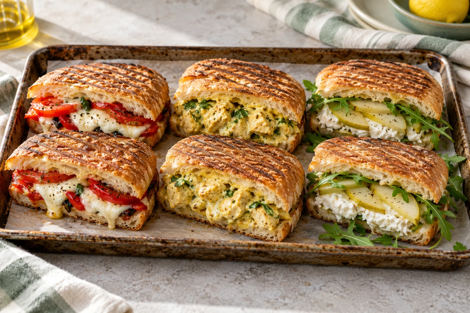 Paninis variés au four : plat terminé