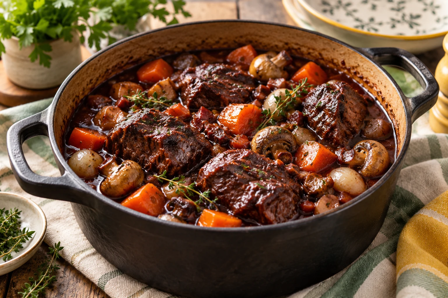 Joue de boeuf bourguignonne : plat terminé