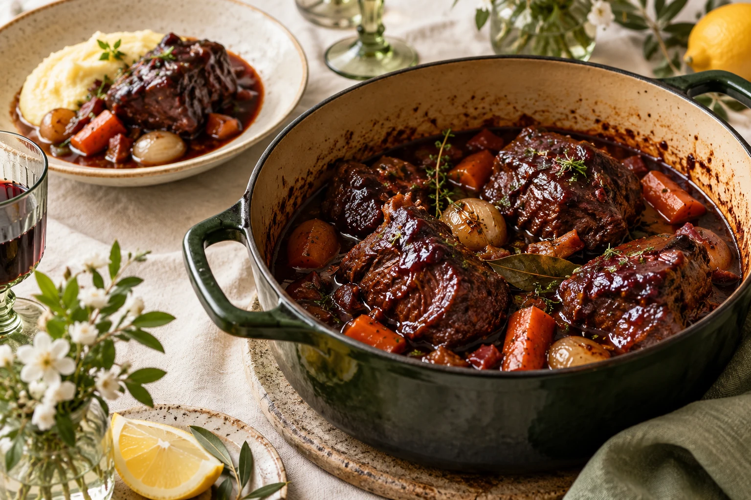 Joues de porc en cocotte : plat terminé