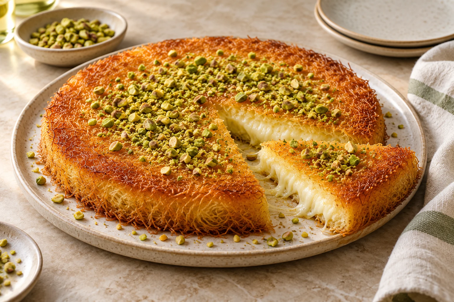 Knafeh libanais au fromage : plat terminé