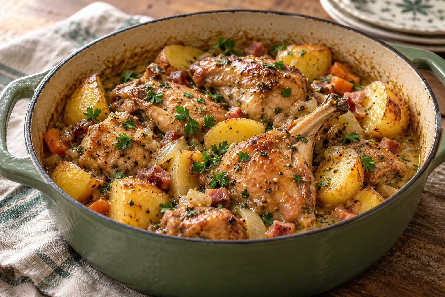 Lapin paysan aux pommes de terre : plat terminé