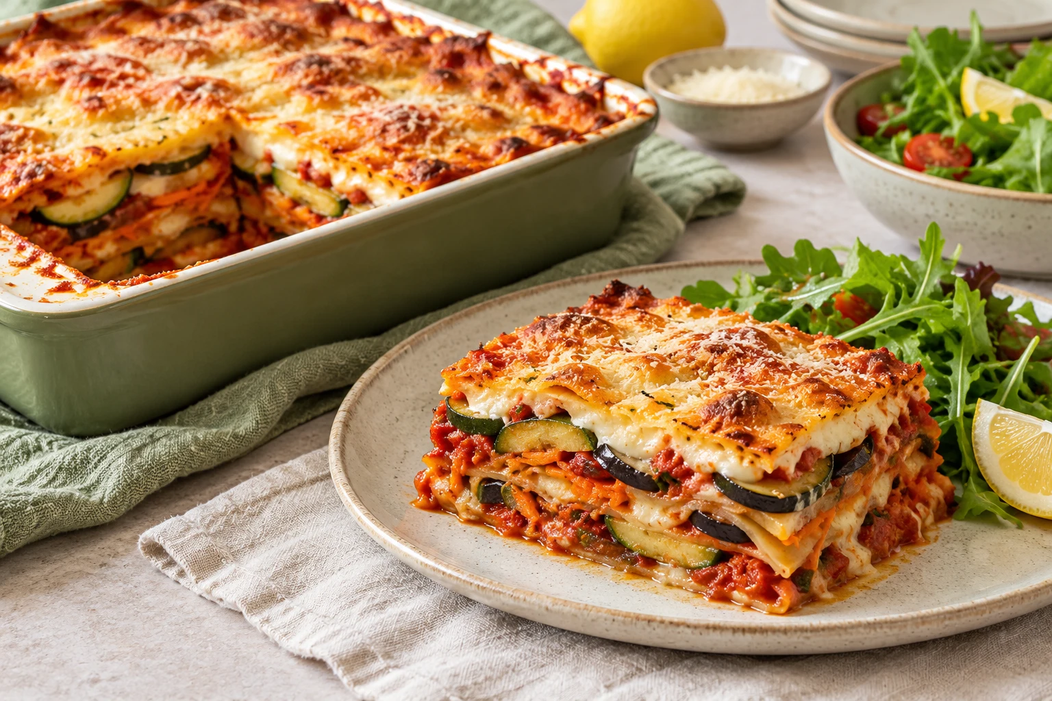 Lasagnes végétariennes aux légumes : plat terminé