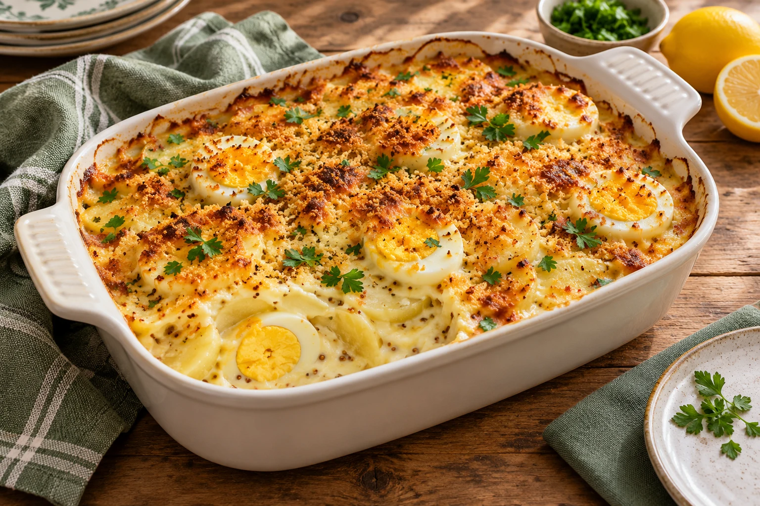 Gratin d’œufs durs aux pommes de terre : plat terminé