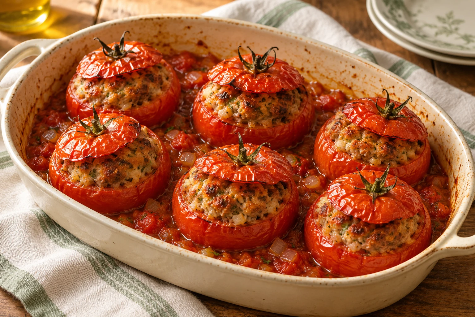 Tomates farcies moelleuses au pain rassis : plat terminé