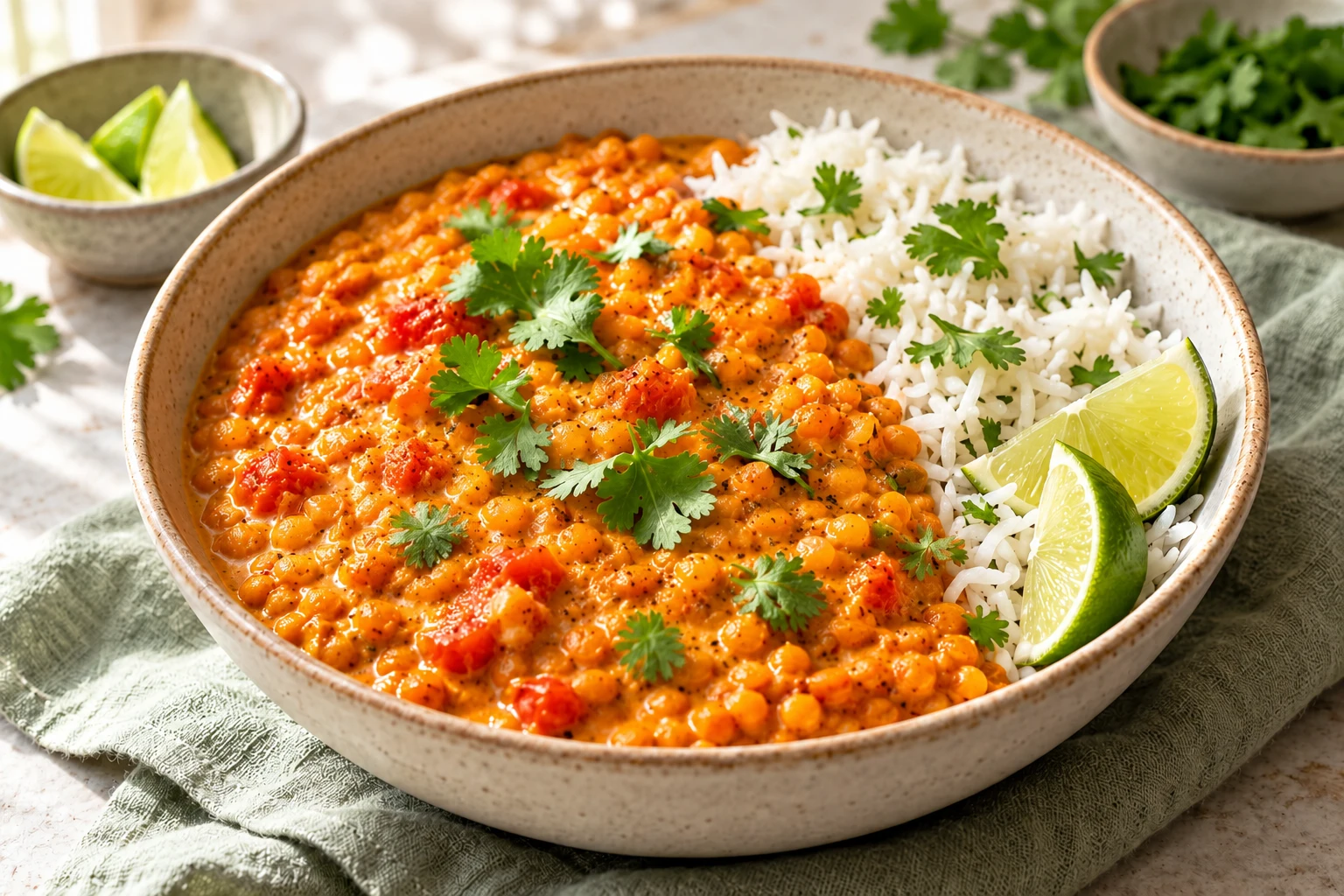 Curry de lentilles corail au lait de coco : plat terminé