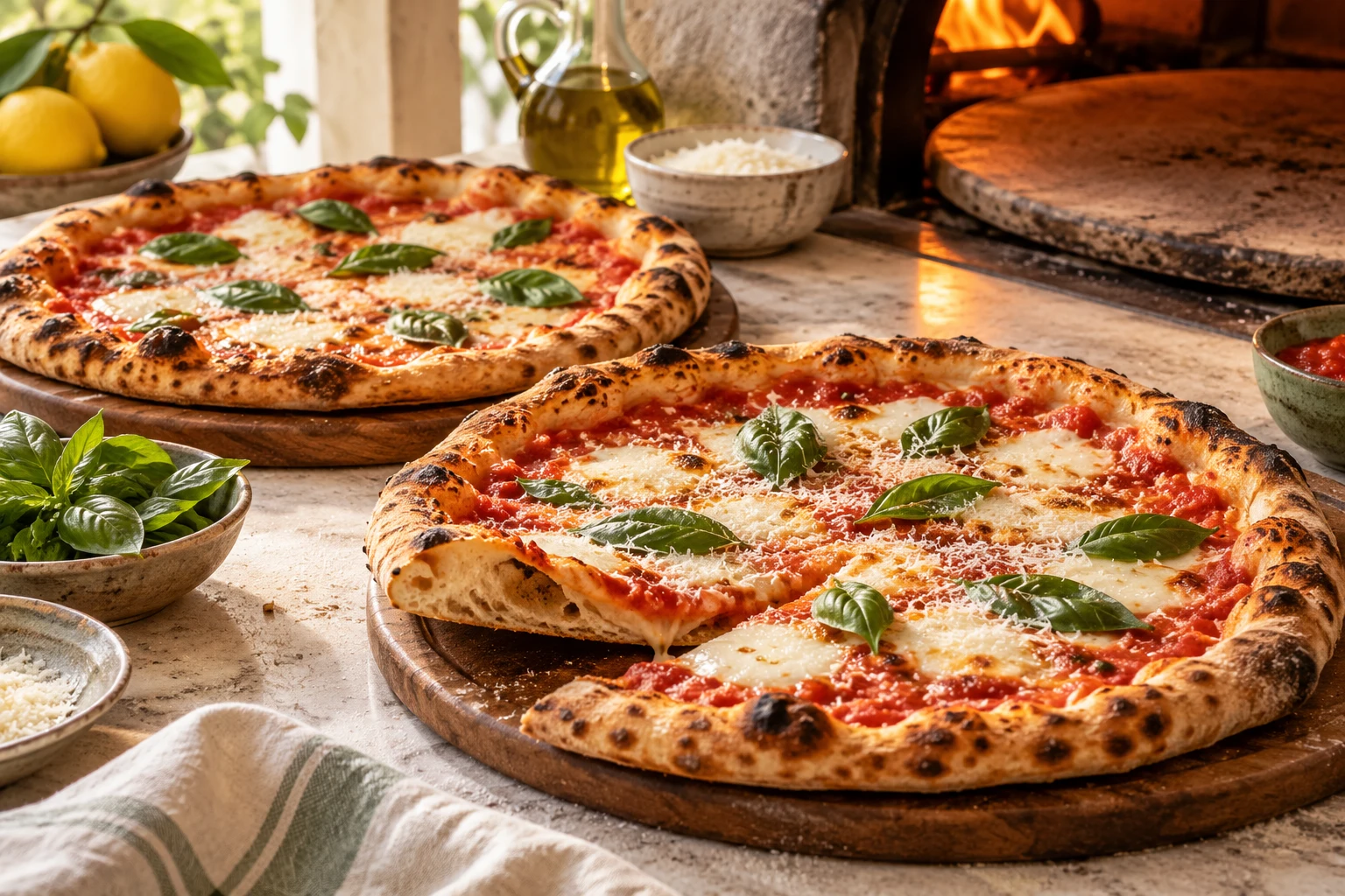 Pizza croustillante sur pierre préchauffée : plat terminé