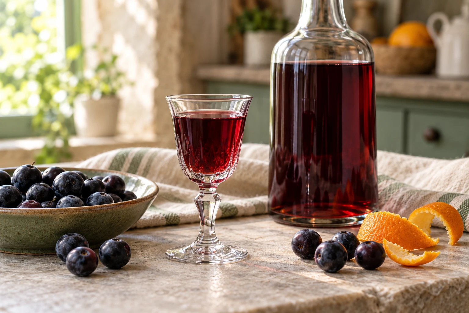 Liqueur maison aux prunelles : plat terminé