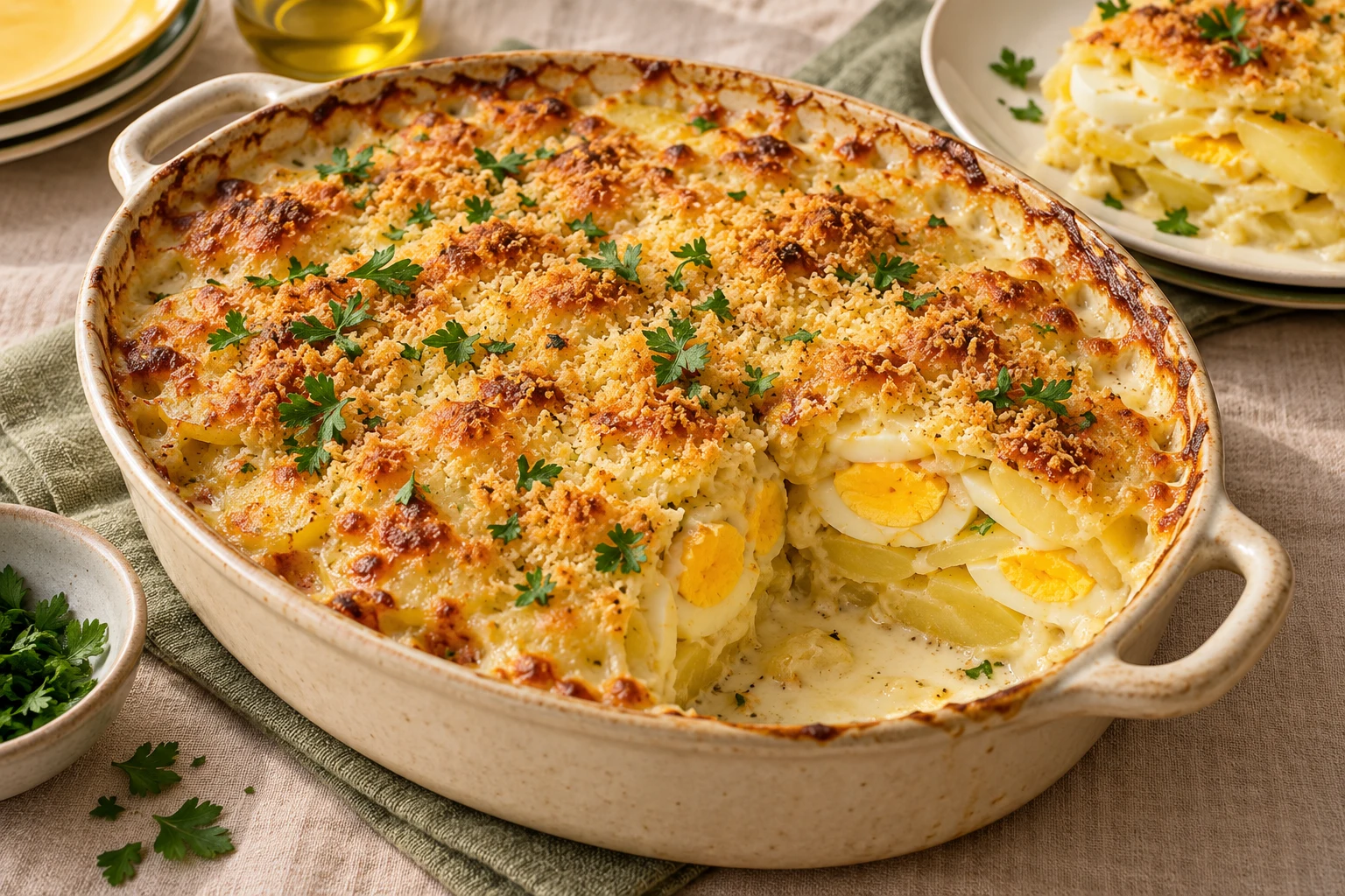 Gratin d’œufs durs et pommes de terre : plat terminé