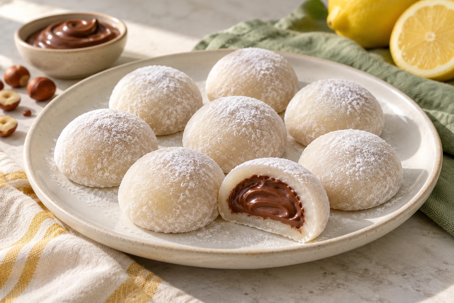 Mochis fourrés au Nutella : plat terminé