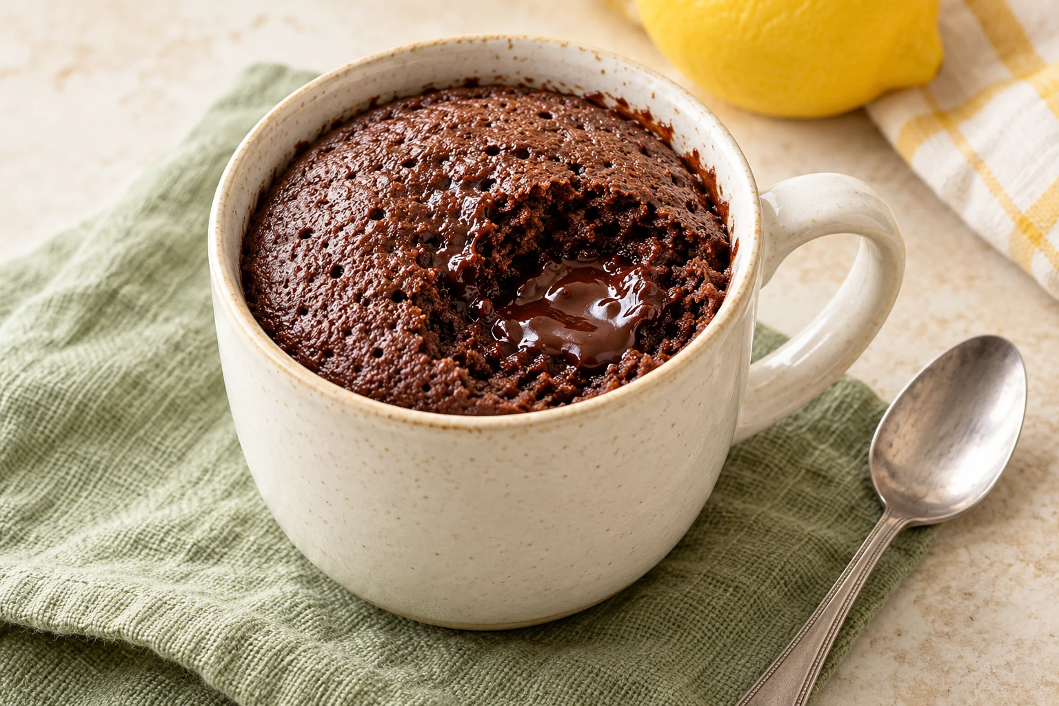Mug cake fondant au chocolat : plat terminé