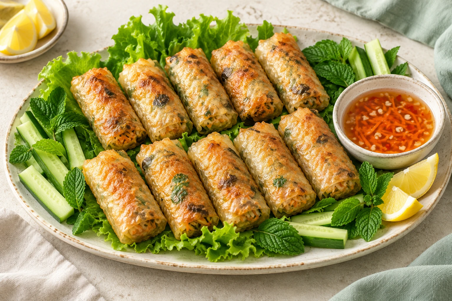 Nems végétariens croustillants au Airfryer : plat terminé