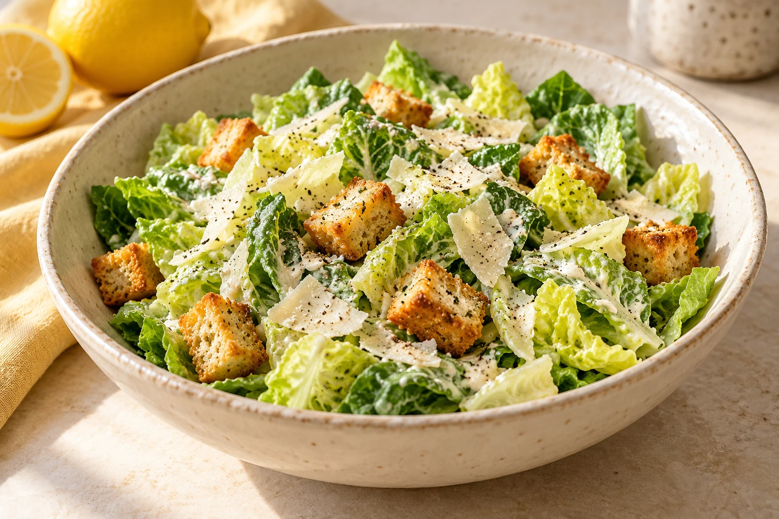 Salade César traditionnelle : plat terminé