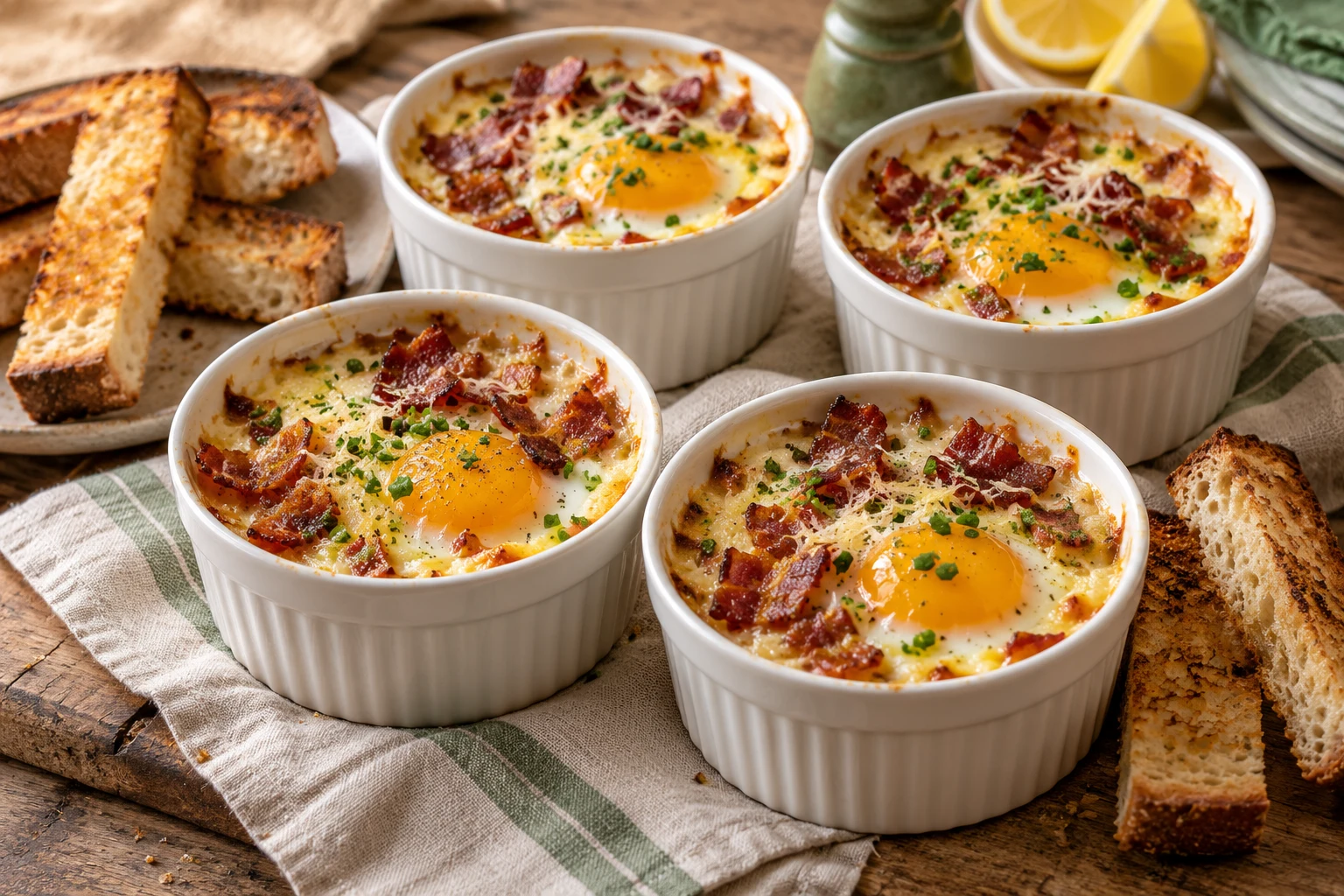 Œufs cocotte au bacon : plat terminé