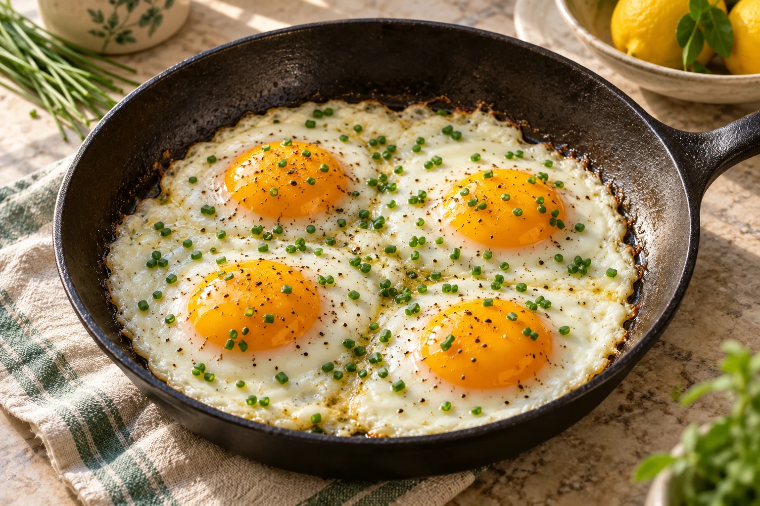 Œufs au plat à la poêle : plat terminé