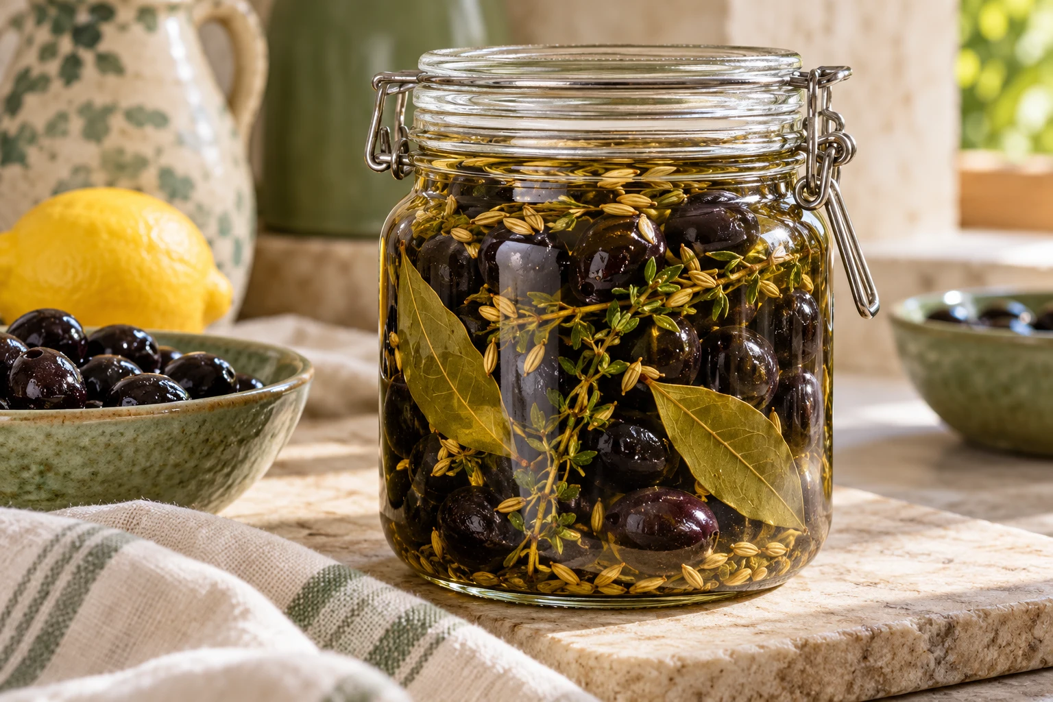 Olives noires en saumure : plat terminé