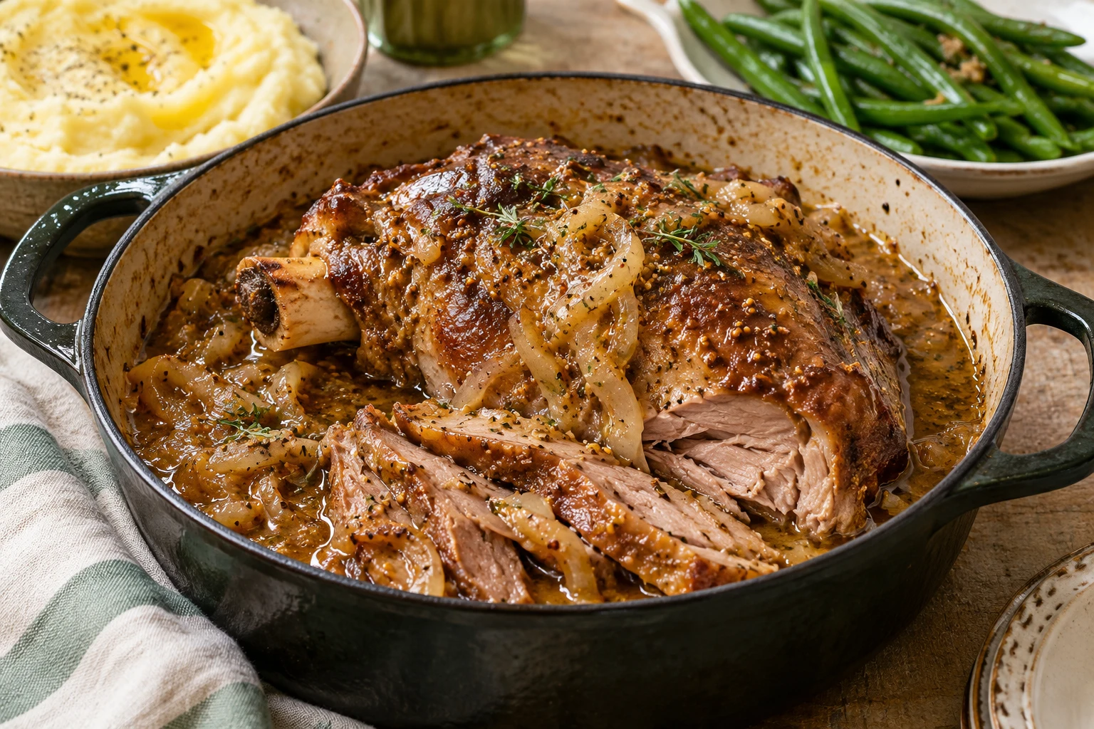 Palette de porc moutarde et miel : plat terminé
