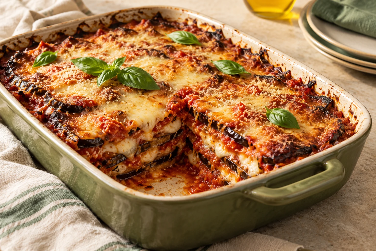 Parmigiana d’aubergines italienne : plat terminé