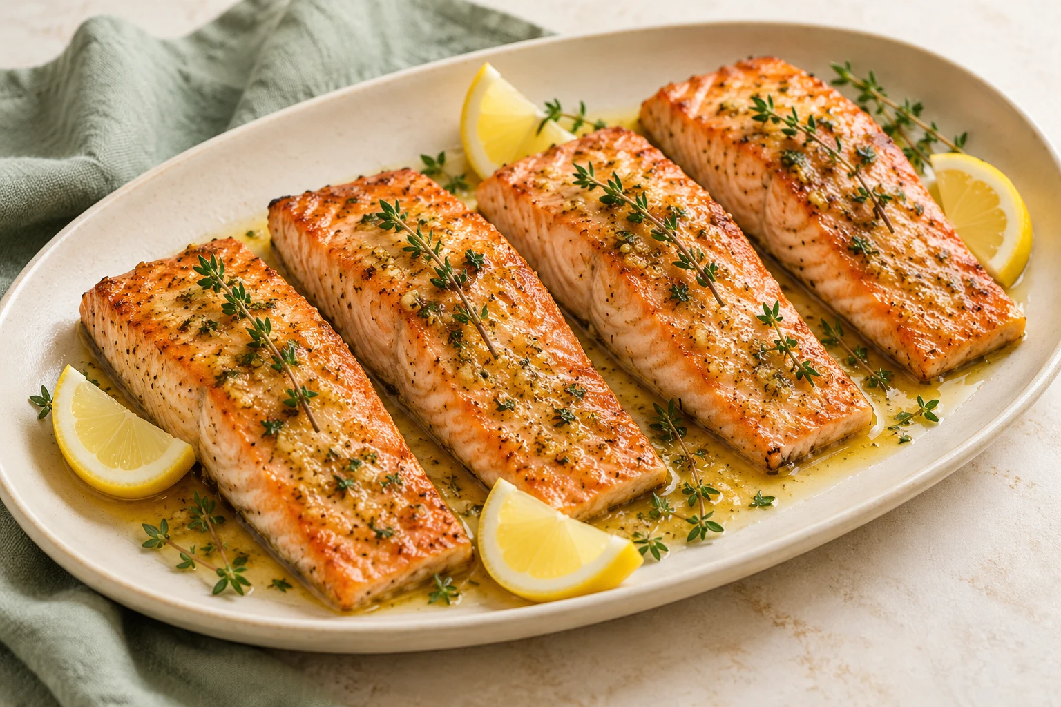 Pavés de saumon au four : plat terminé