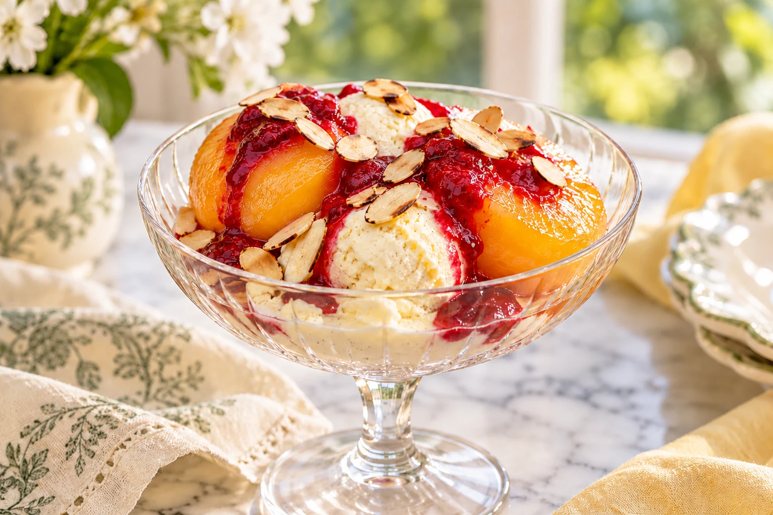 Pêche Melba classique : plat terminé