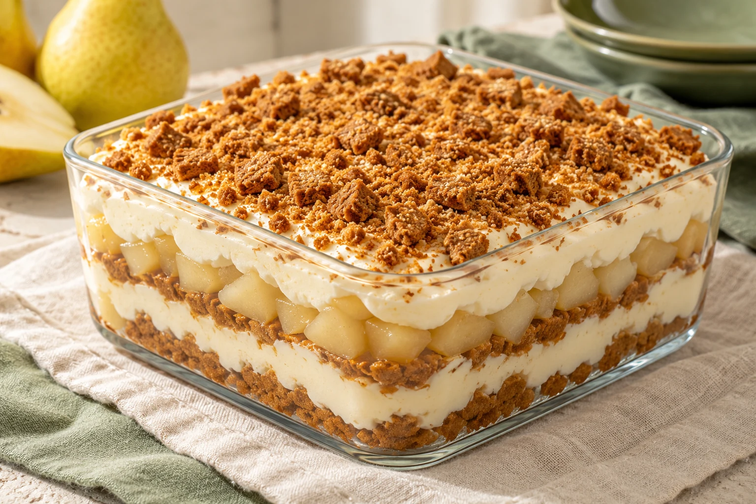 Tiramisu poires et spéculoos : plat terminé