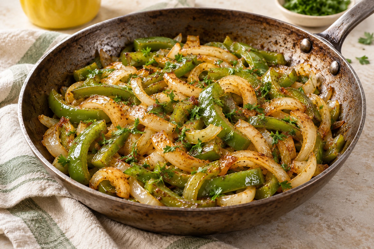 Poêlée de poivrons verts : plat terminé
